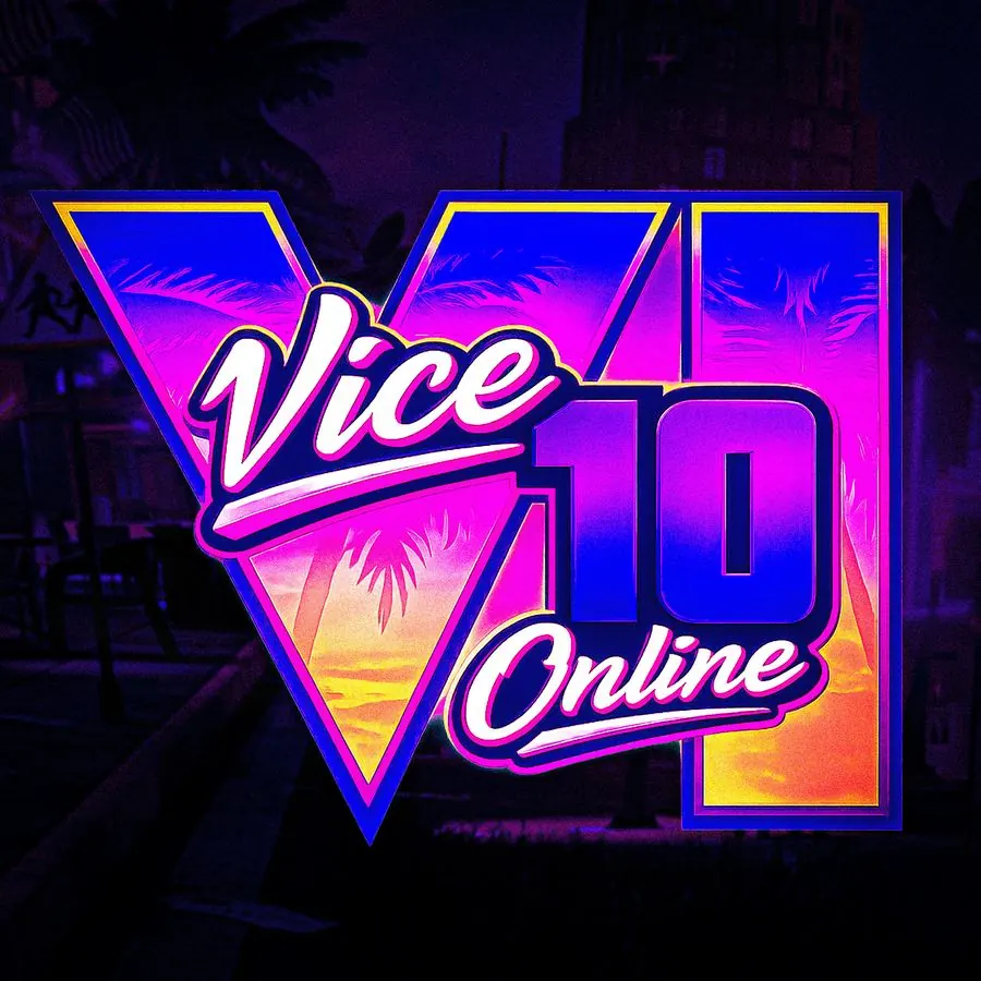 Vice 10 Online neon VI logo mark